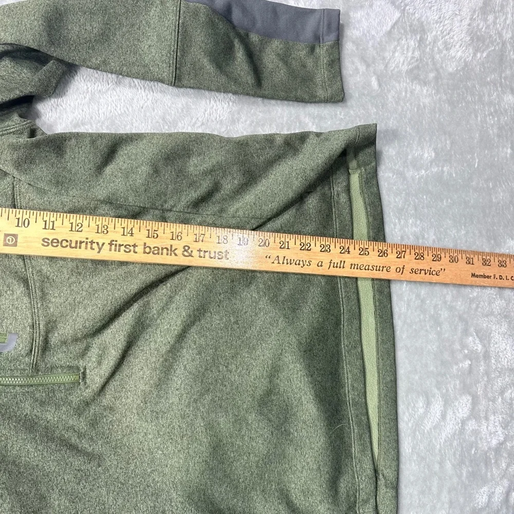 The North Face Quarter Zip Fleece Mens Large Green Heathered Pocket Pullover